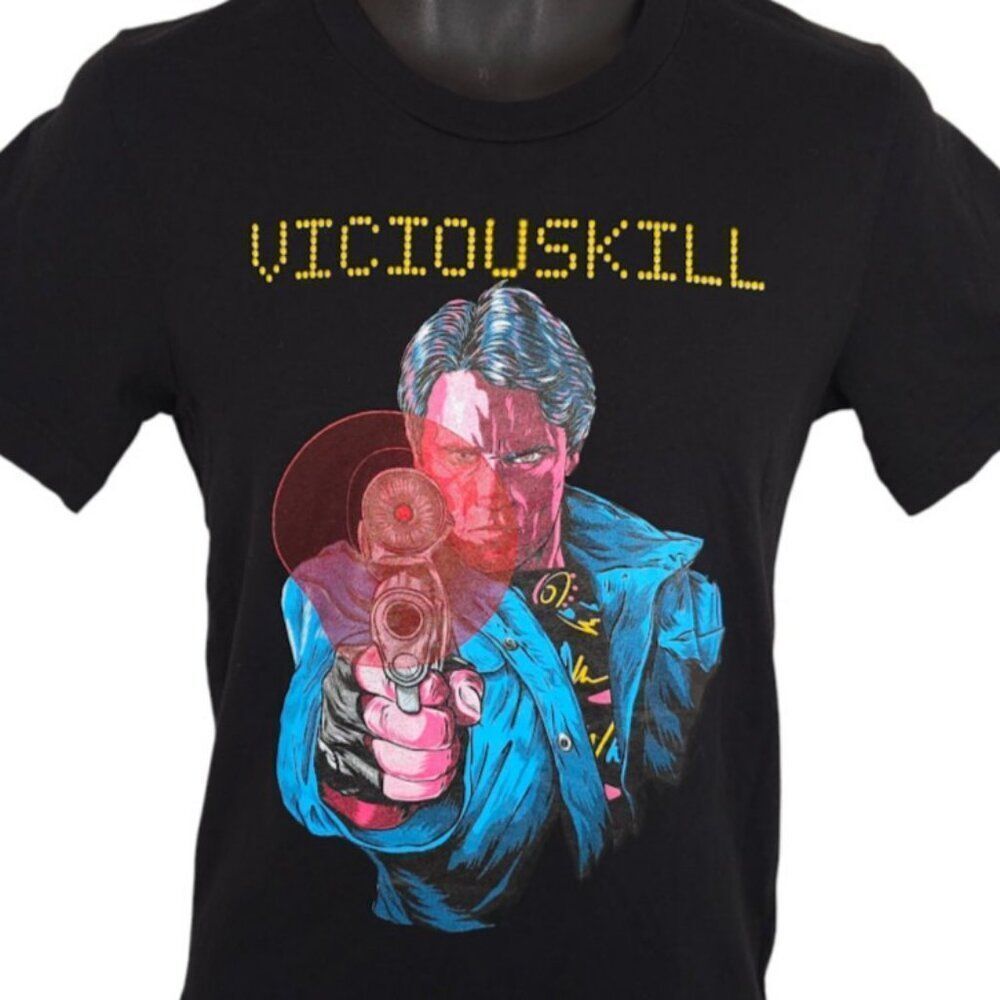 Terminator T Shirt Mens Size Small Black Arnold Schwarzenegger Viciouskill Art